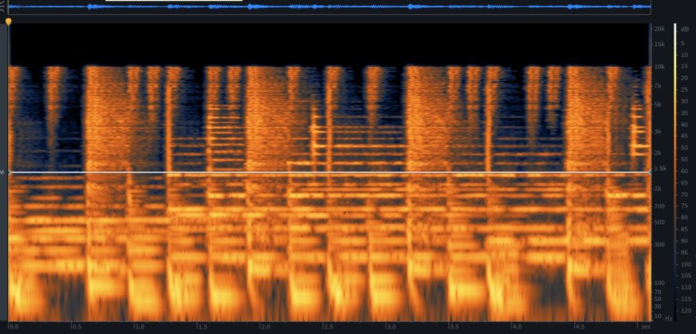 Spectrogram for the audio produce by MusicLM TestKitchen from the prompt: 80s synth playing an arpeggio.