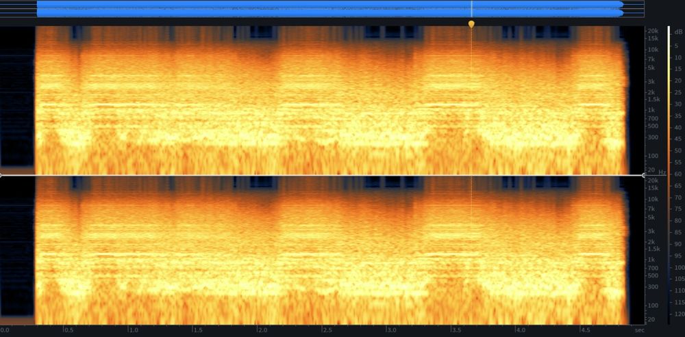 Spectrogram for the audio produce by [] from the prompt: 80s synth playing an arpeggio.